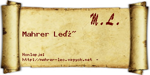 Mahrer Leó névjegykártya